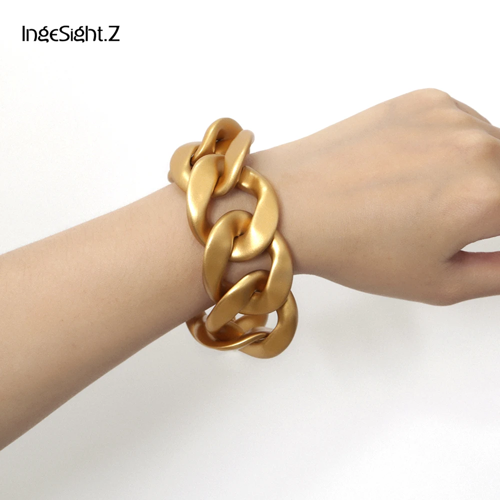 IngeSight. Z очаровательные кубинские браслеты для щиколоток, для панков, увеличенные Золотые толстые массивные пластиковые браслеты для мужчин, ювелирные изделия