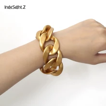 IngeSight. Z очаровательные кубинские браслеты для щиколоток, для панков, увеличенные Золотые толстые массивные пластиковые браслеты для мужчин, ювелирные изделия