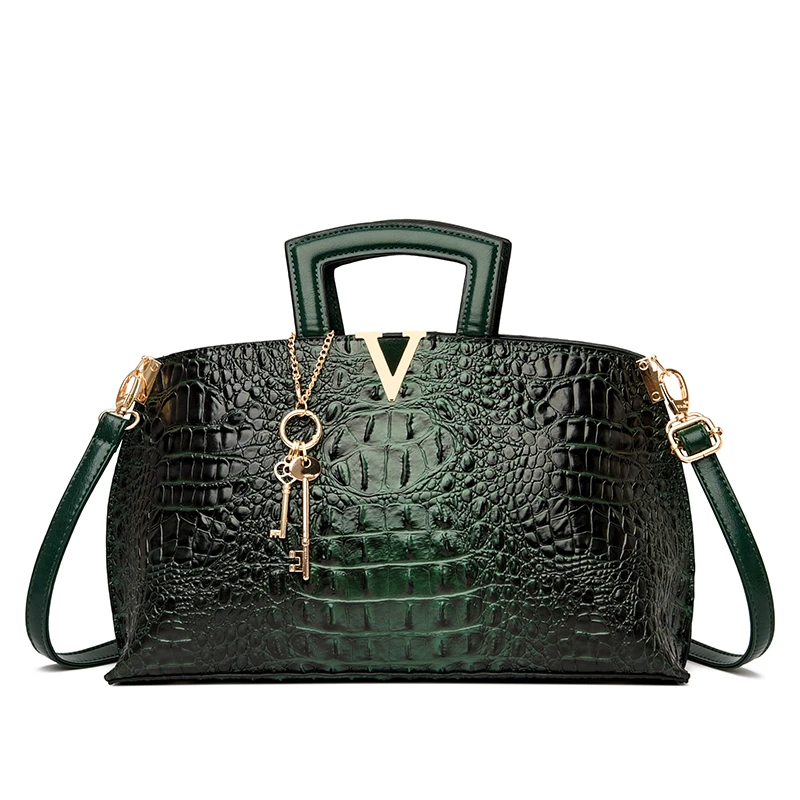 Роскошные Дизайнерские дамские сумочки-тоуты с узором под кожу крокодила