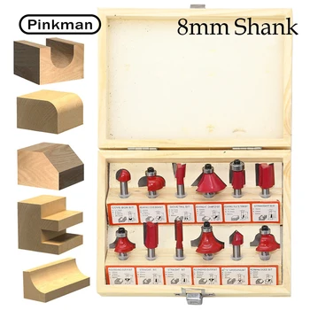 

12pcs Milling Cutter Router Bit Set 8mm Wood Cutter Carbide Shank Mill Woodworking Engraving Cutting Tools Router Bits For Wood