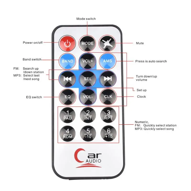 12V 3.5mm Car Stereo Radio AUX Audio MP3 Music Player USB FM Receiver Remote Control Multimedia Player In-dash Single 1 Din