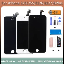 

3A+ LCD Display For iPhone 5 5C 5S SE 6 6S 7 8 Plus Touch Screen Replacement For iphone 7G 7P 8G 8 Plus No Dead Pixel+Tempered