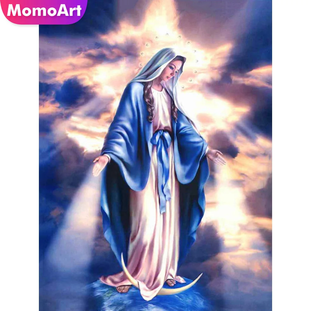 

MomoArt Diy Diamond Painting Cross Stitch Diamond Embroidery Religious Resin Drill Diamond Mosaic Virgin Sticker Holiday Gifts