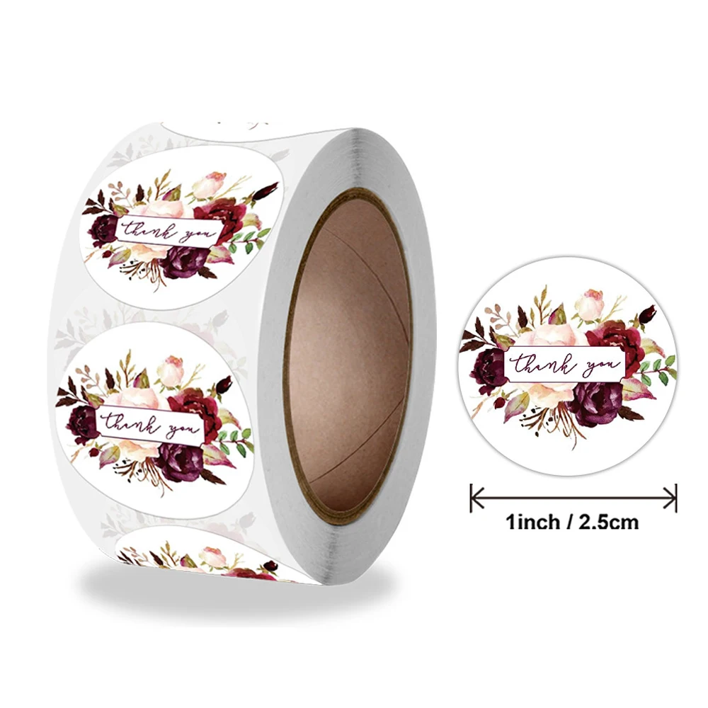 50-500 Uds flor gracias sello de pegatinas etiquetas nuevos estilos adhesivo de papelería para hecho a mano personalizado etiqueta engomada Scrapbooking etiquetas