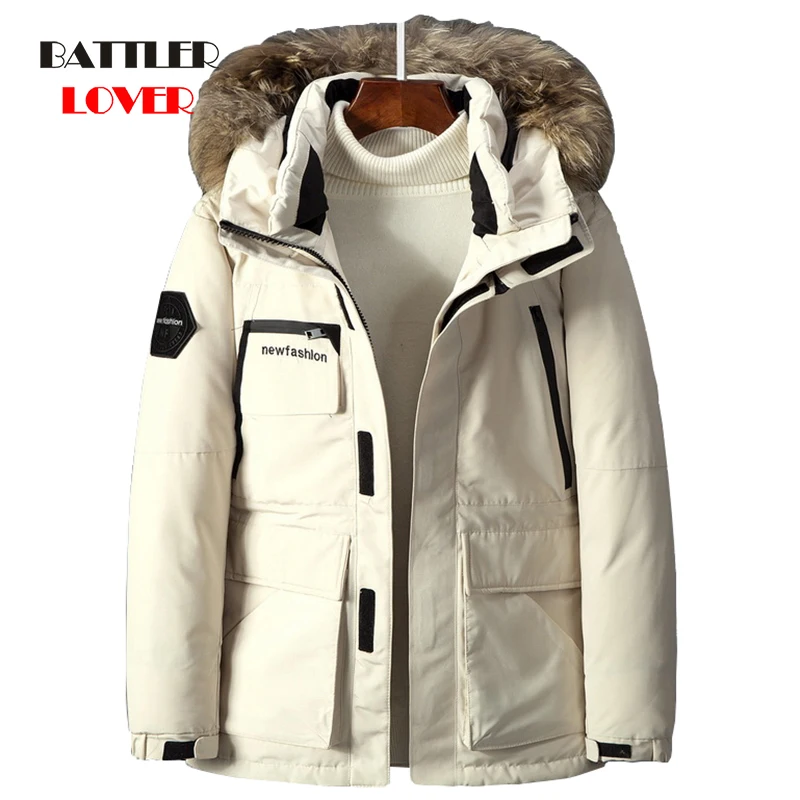 90% Down Jackets Men Winter Jacket Men Fashion Thick Warm Parkas Fur White Duck Down Coats Casual Mans Waterproof Down Jackets