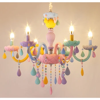 

Crystal Modern Pendant Lights Macaron Color Ceiling Lamps Children's Room Kids Creative Fantasy Luminaire Hanging Light Fixture