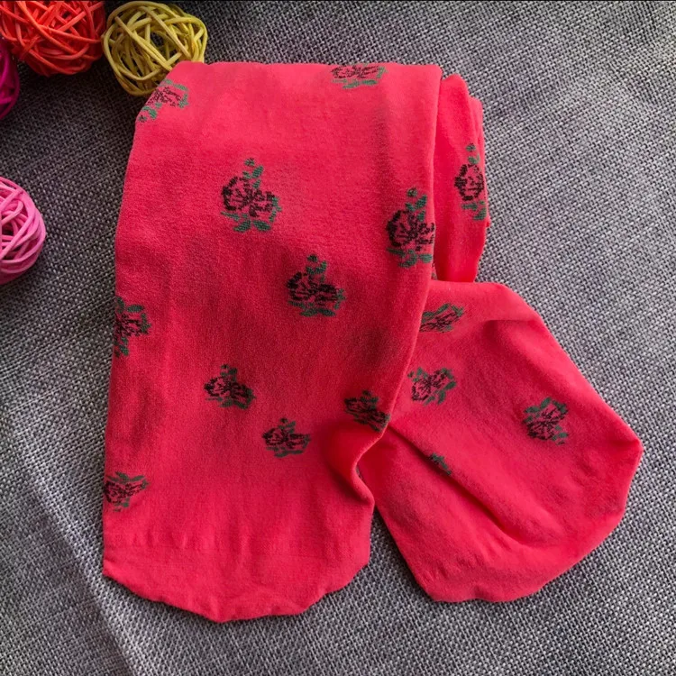 Korean-style Velvet Panty-hose for Kids Floral Jacquard Silk Stockings Girls Baby Socks