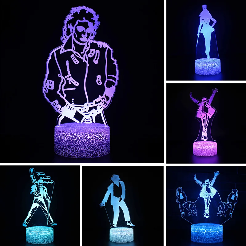 Music Celebrities 3D Illusion Light Michael Jackson Dancing Figure Led Night Light Kids Bedroom Bedside Nightlight Table Lamp