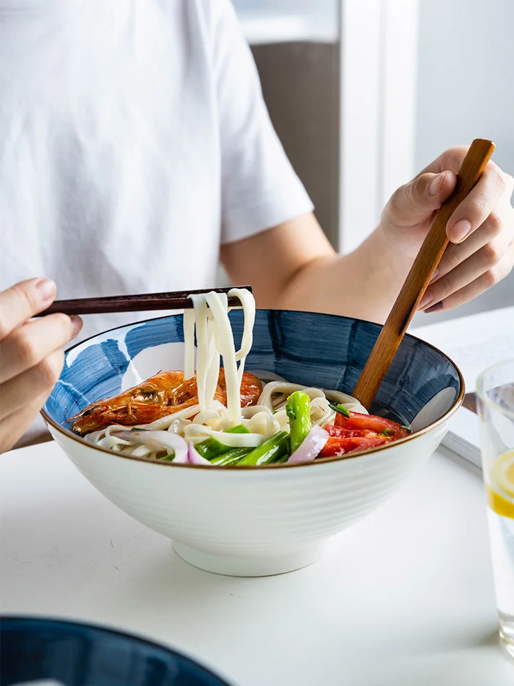 1 шт. Kinglang, японский стиль, миска ramen, миска для супа, Салатница, Бытовая Керамическая большая миска, индивидуальная, легко моющаяся, миска для лапши