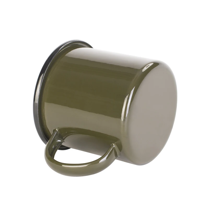 Outdoor customized printed bulk enamel mugs with handle China ceramic mug