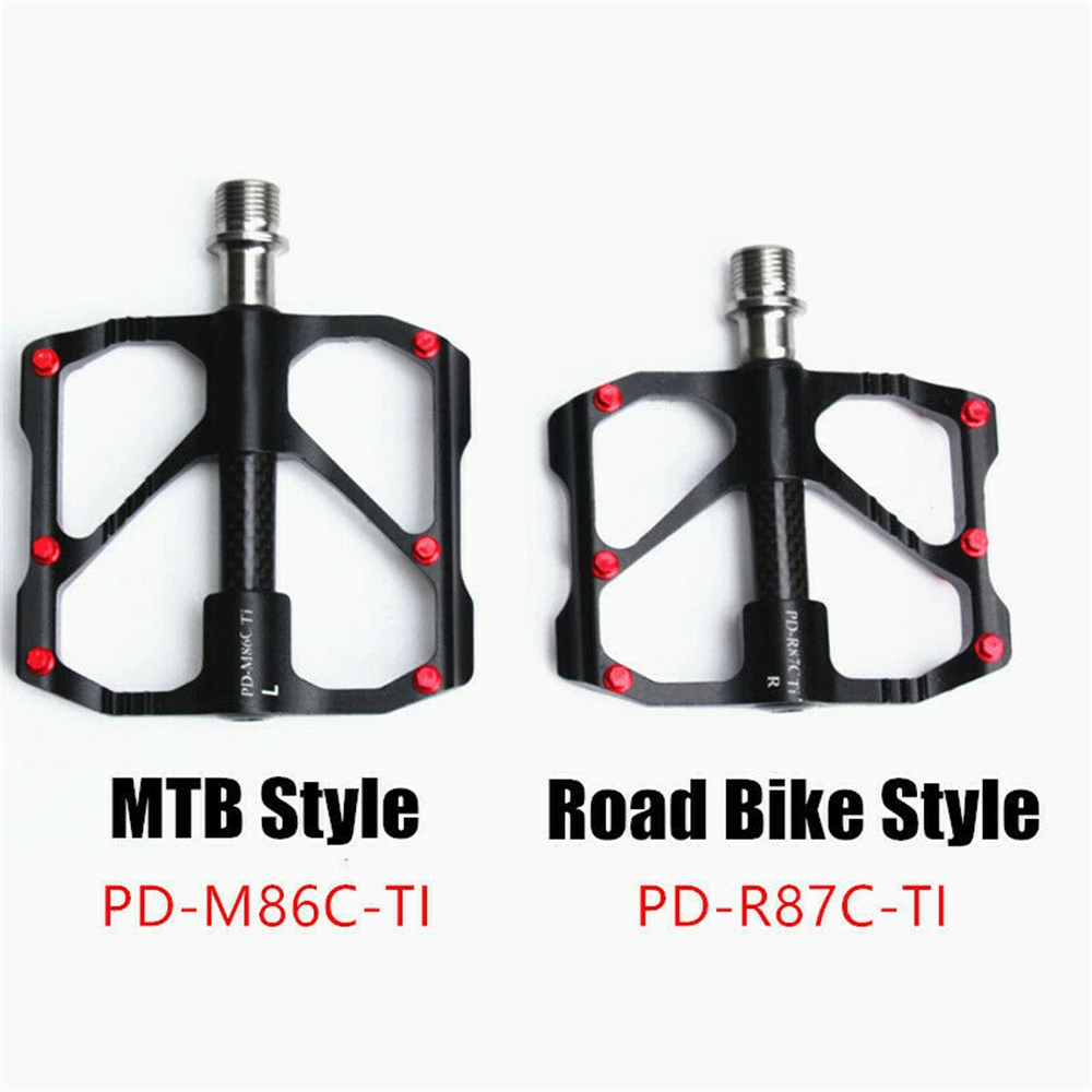 Pédales De Vélo En Fibre De Carbone T700 - Axe Titane, 3 Roulements, Ultralégères (186g), Noires