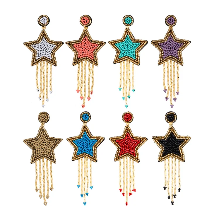 Новинка 2020 серьги ручной работы с бусинами и звездами женские серьги-кисточки