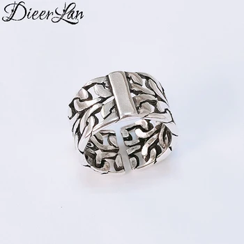

DIEERLAN Vintage 925 Sterling Silver Big Round Rings For Women Men Engagement Rings Girls Party Gifts Anillos