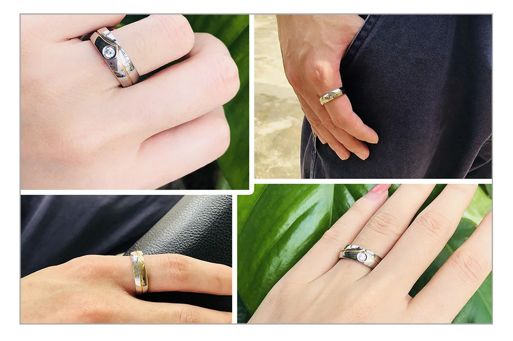 Vnox New Style Wedding Rings for Women Man Stainless Steel Promise Love Girlfriend Boyfriend Dating Anel Gifts