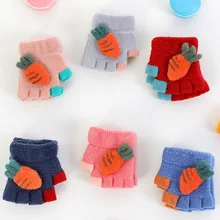 1 пара мини-перчаток для младенцев, милые трехмерные вязаные детские перчатки с рисунком морковки для мальчиков и девочек, детские Утепленные Перчатки