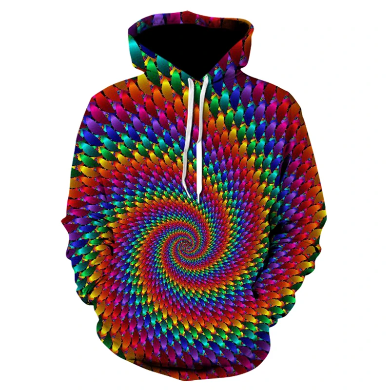 

Psychedelic Colorful 3D Print Hoodies spring fall and fall New Men Popular Fashion Casual Long Sleeve New vertigo Print Hoodies