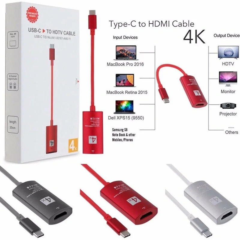 Кабель HDMI с USB Type C на 4K * 2K HDTV адаптер для Galaxy S9/S8 MacBook Pro адаптеры конвертер|Адаптеры