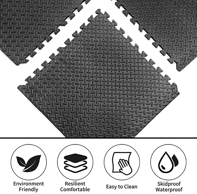 High Density Exercise Mat EVA Foam Floor Tiles Protective Flooring Mats Interlocking for Gym Equipment and Cushion for Workouts