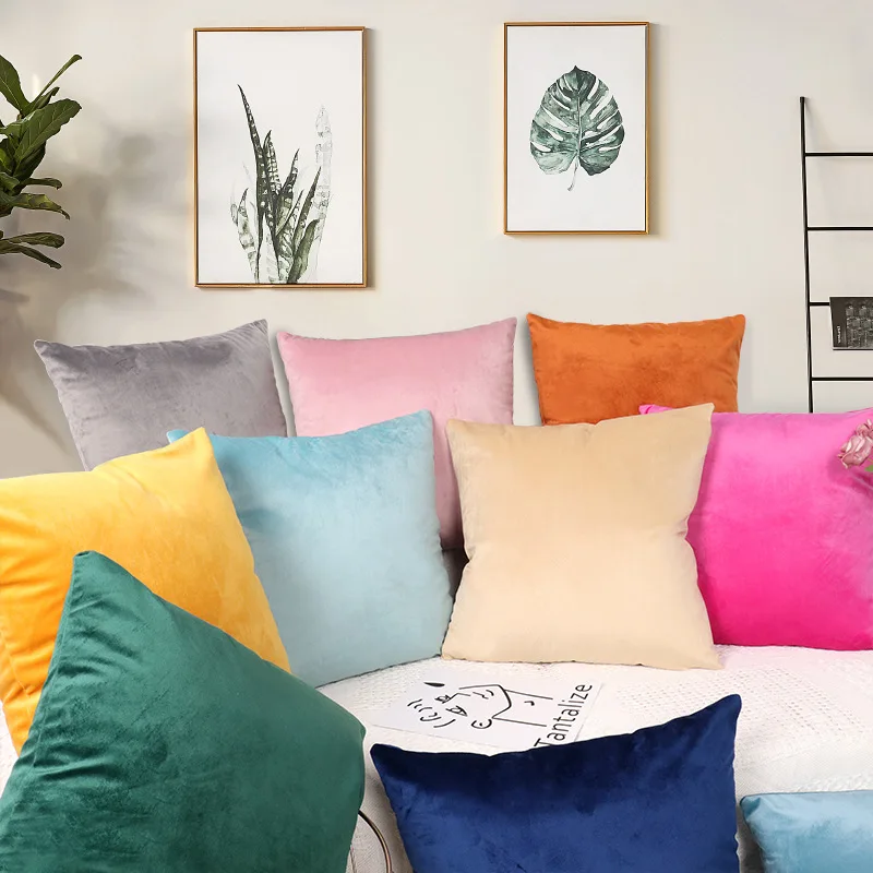 Sofa Decorative Cushion Cover Solid Color Hugging PillowCase Square Velvet Cushion Cover Flannel PillowCase Outside Pillow Cover velvet cushion cover throw pillow case solid color home decor living room decoration sofa seat ball shaggy cushion pillowcase