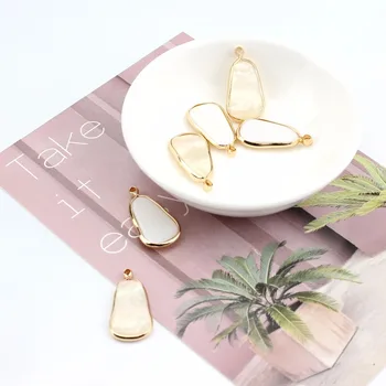 

6pcs korean style Earrings For Women Resin Pendants White Imitation Shell Geometric Elegant Drop Earrings Diy Jewelry Making