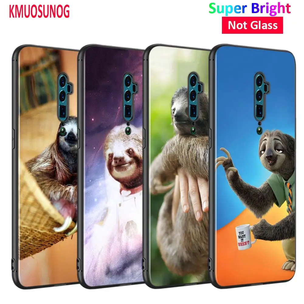 

Black Cover Animal Sloth Cute for OPPO Reno Z 10X Zoom F11 F9 F7 F5 A7 R9S R17 Realme 2 C2 K3 Pro Phone Case