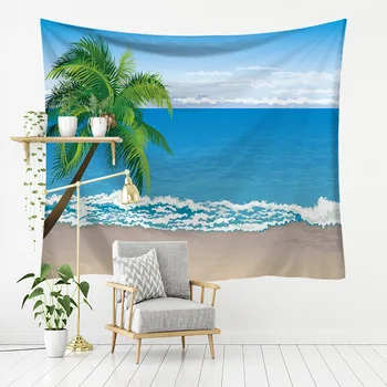 

Yaapeet 1pc Elegant Sea View Wall Tapestry Tropical Wall Hanging Polyester Sunset Home Decor Pretty Seaside Hanging Tapestry