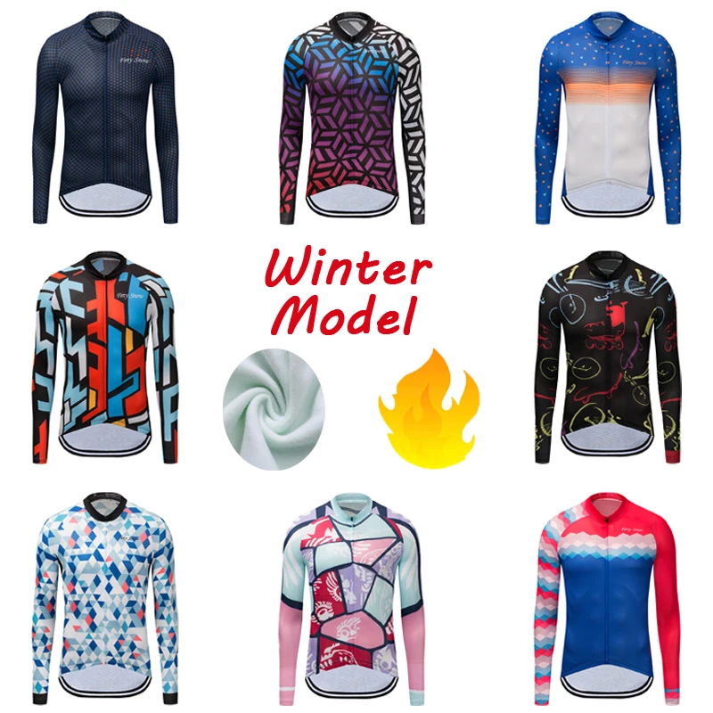 

2019 Men Winter Thermal Fleece Mountain Bike Clothes Road Bicycle Clothing Cycling Jersey Uniform Wear MTB Maillot T-shirts Tops