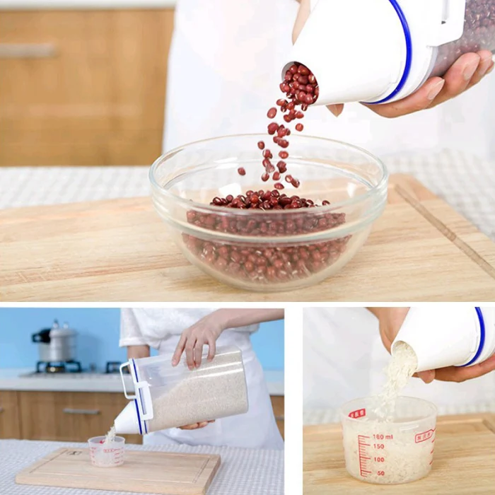2L Plastic Cereal Dispenser Storage Box Kitchen Food Grain Rice Container PP Multifunctional K888