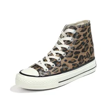 Женская парусиновая обувь с высоким берцем; модная женская обувь с леопардовым принтом; мягкие уличные высокие кроссовки; женская обувь; кроссовки; Защитные спортивные ботинки