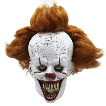 

Stephen King's It Mask Pennywise Horror Clown Joker Mask Hair Clown Latex Masks Halloween Scary Grimace Cosplay Costume Props
