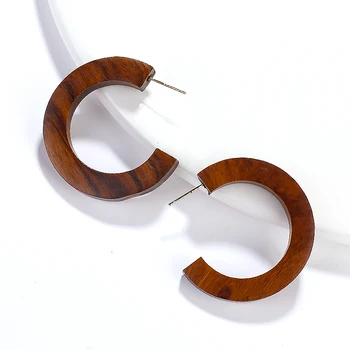 

AENSOA Unique Design Moon Shape Wooden Drop Earrings 2019 Vintage Geometric Statement Earrings Ethnic Hyperbole Dangle Earrings