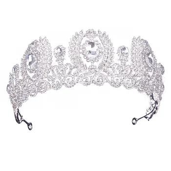 

Wedding Crown Queen Headband Rhinestone Big Flower Bridal Tiara Bride Bridal Hair Accessories Head Diadem Hair Jewelry
