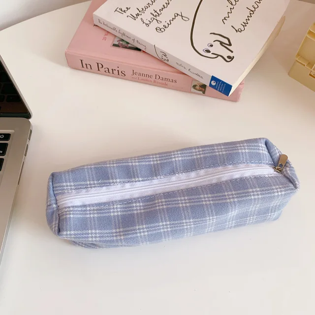 Sweet And Lovely Plaid Pattern Pencil Case Kawaii Pencil Bag Funny Pencilcase Cartoon Students School Supplies Cute Stationery 7lan