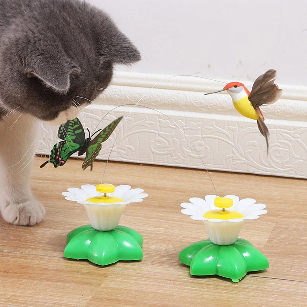 Automatic Electric Rotating Cat Toy Colorful Butterfly Bird Animal Shape Interactive Pet Dog Kitten Interactive Training Cat Toy