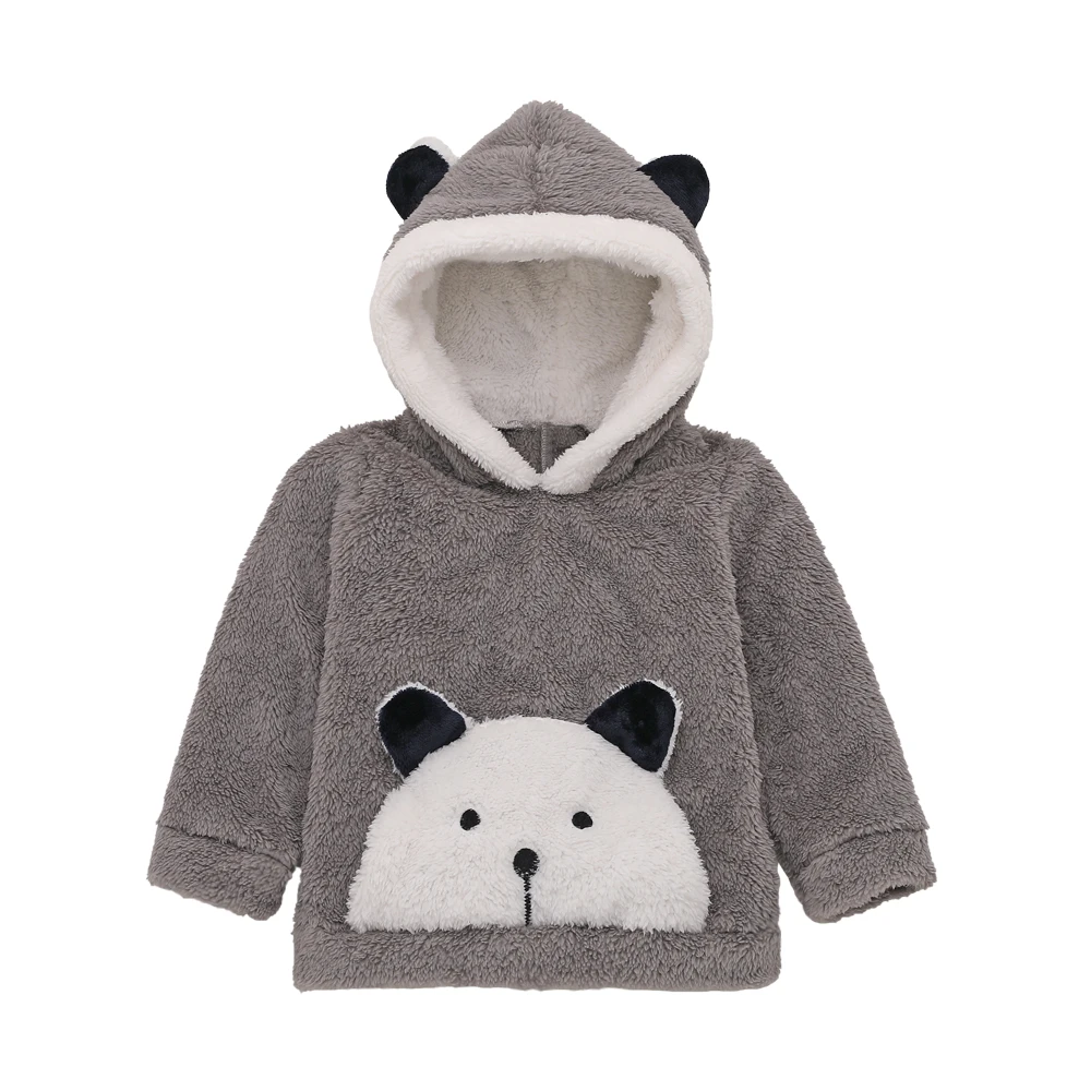 C Зимний теплый свитер с капюшоном и подкладкой; одежда для маленьких мальчиков и девочек; толстовки с капюшоном - Цвет: C