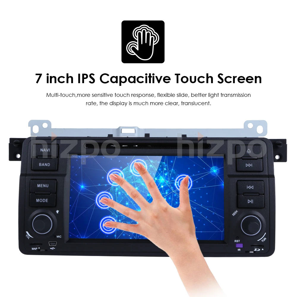 Flash Deal Ossuret Android 9.0 1Din QuadCore 2GRAM+16GROM 7Inch Touchscreen Car Player for BMW E46 318 320 M3 3series Car DVD Stereo RDS BT 13