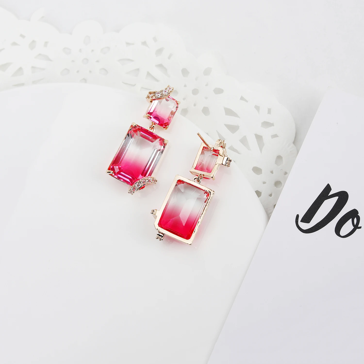 Square Cubic Zircon Earrings for Wedding Bride CZ Drop Earring for Women,Popular Jewelry Accessories for Girl CE11653