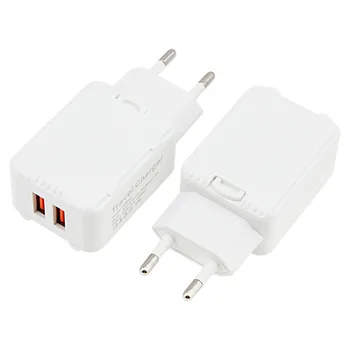 

50pcs 2 Ports EU Plug Smart Travel USB Charger 5V 3.1A Adapter Wall Portable Mobile Phone Charger for iPhone Samsung Tablet