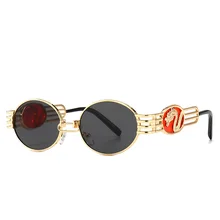 

Round Vintage Sunglasses Women Punk Retro Small Sun Glasses Brand Designer Steampunk Eyeglasses Animal Totem Eyewear