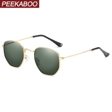 Peekaboo Ретро Квадратные Солнцезащитные очки мужские Поляризованные металлические зеленые линзы поляризованные солнцезащитные очки для женщин Рождественский подарок Элементы uv400