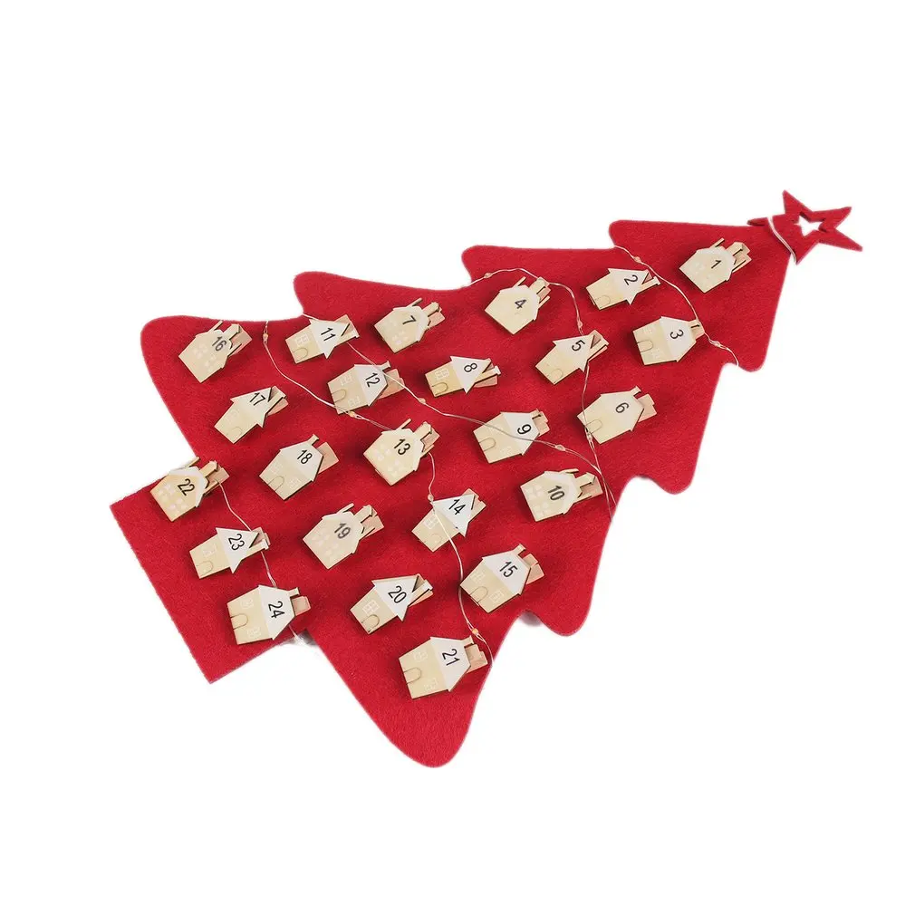 Sui Bao Christmas Felt Calendar Pendant Christmas Countdown Calendar Card House Shape Christmas Decoration Calendar