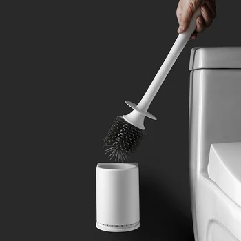 

Silicone Toilet Brush with Soft Bristle Bathroom Toilet Bowl Brush and Holder Set, Thermo Plastic Rubber Cleaning Tools WY606