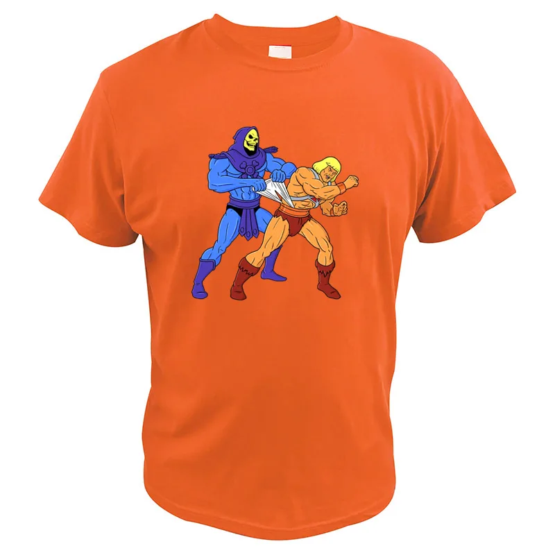 Футболки «Мастера Вселенной» Веселая футболка из хлопка с короткими рукавами с героями фильмов «он-мен скелетор» и «супергерой» - Цвет: Оранжевый