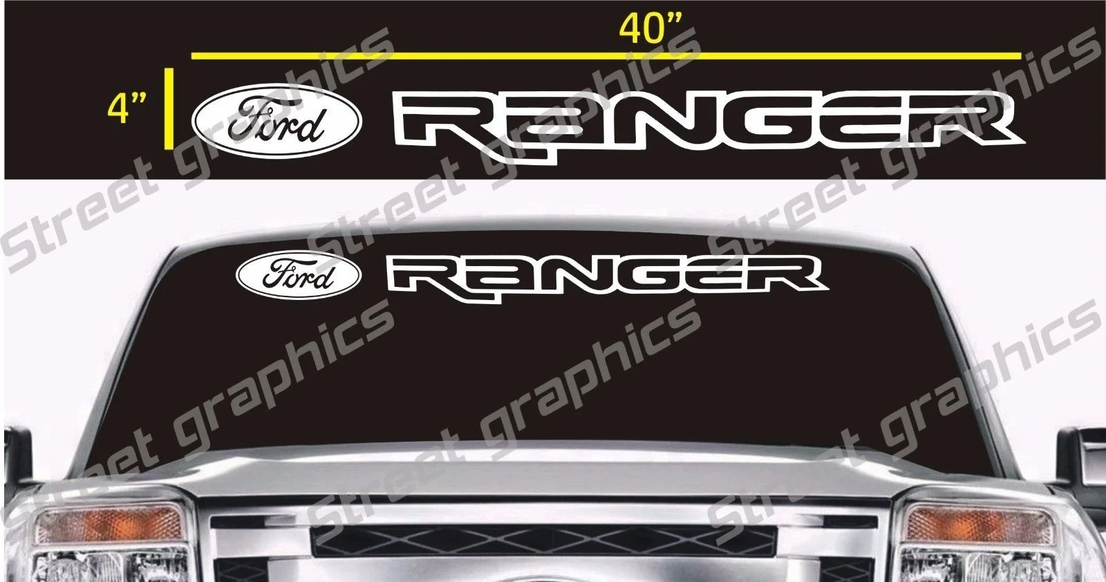 

For FORD RANGER WINDSHIELD VINYL DECAL STICKER, BANNER