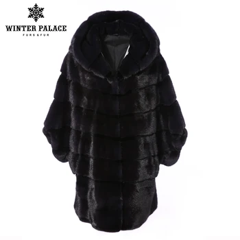 Winter imported mink fur 2018 women's real fur coat female whole hooded long section mink fur coat slim winter coat