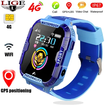 

2020 New Stylish blue smart watch for children kids Support 4Gsim card Link WIFI to make a video call GPS Tracker SOS Kid watch