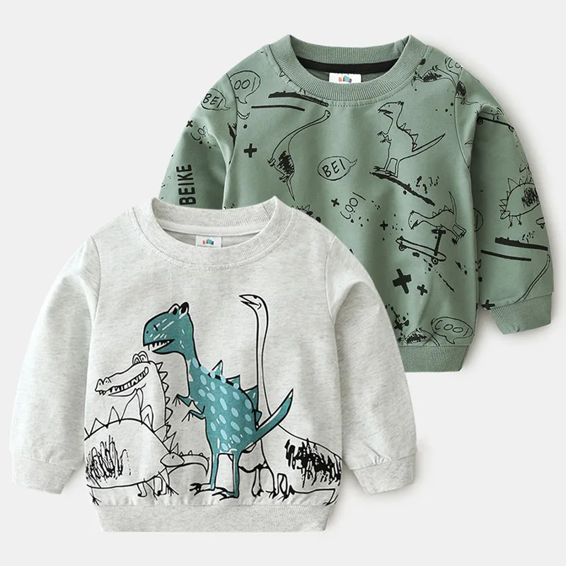 Spring Autumn New Design 2 3 4 6 8 10 Years Children'S Clothing Cartoon Animal Print All-Match Sweatshirt For Kids Baby Boy