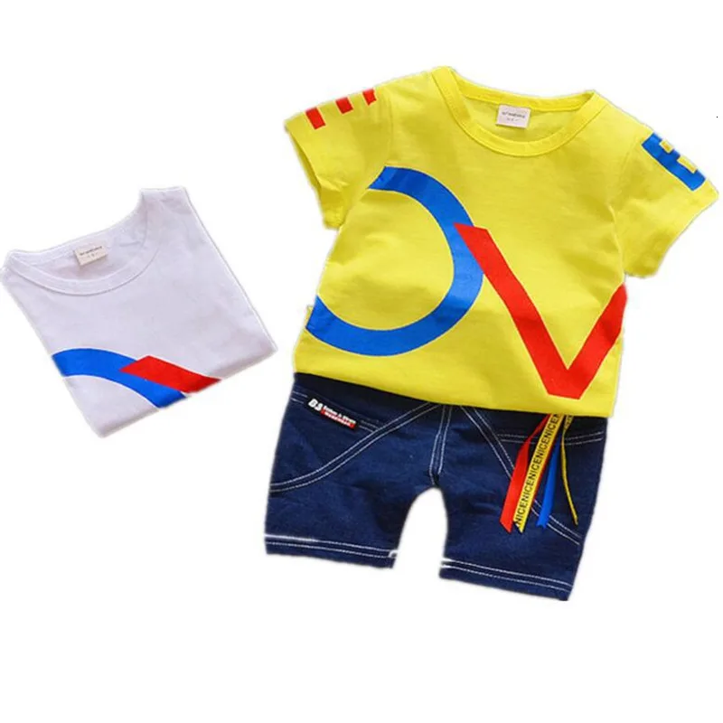 

New Summer Baby Clothes Suit Children Boys Girls Cartoon Letter T Shirt Shorts 2Pcs/sets Toddler Casual Clothing Kids Tracksuits
