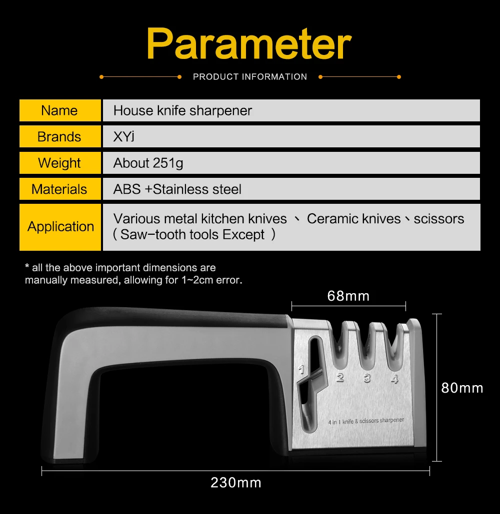 Кухонные ножи xyj Точилки 4-в-1 Кухня ножи и заточка для ножниц 3 Алмазный ручной заточки инструментов легко Применение