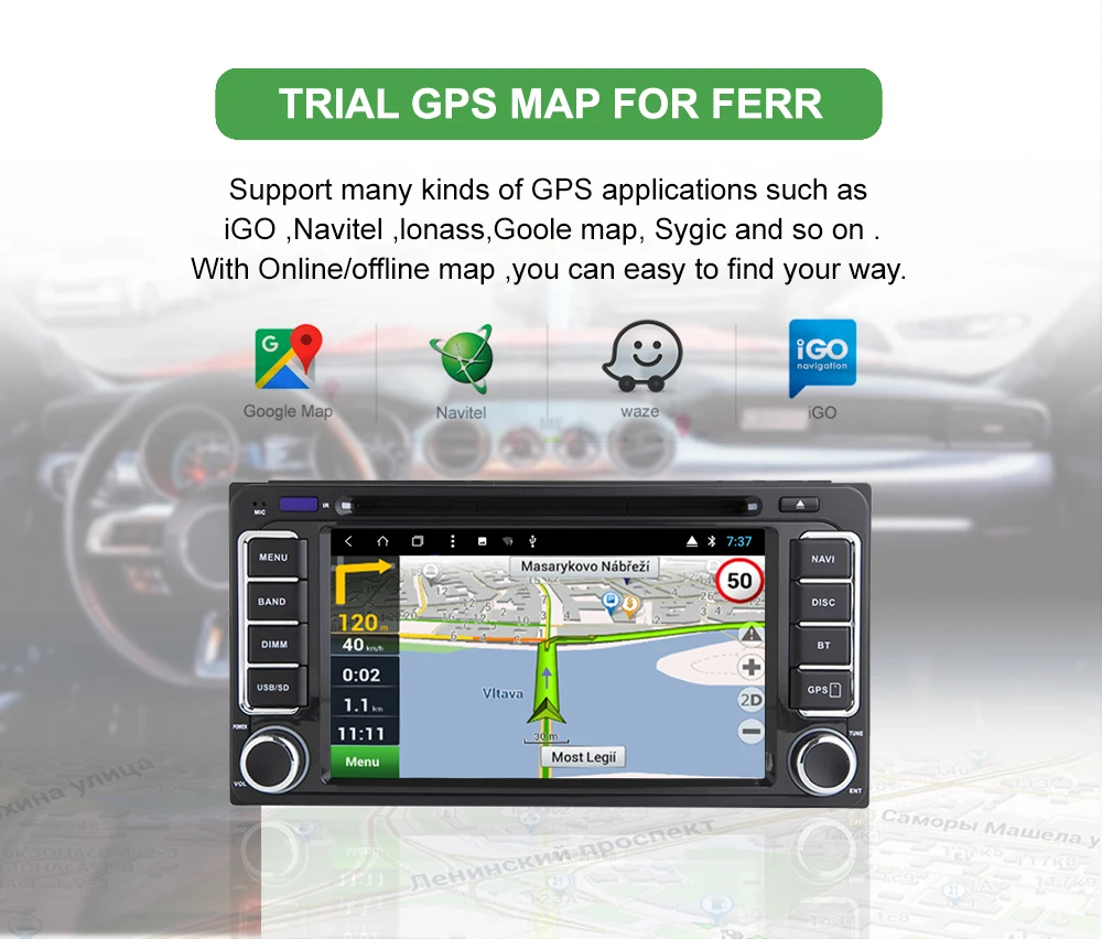 Perfect Bonroad Android 9.0 GPS Navigation 6.2 Inch 2din Car DVD Player  For Toyota/Corolla Old Series Wifi Bluetooth GPS Radio SWC 6